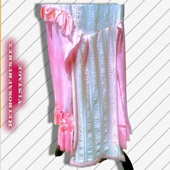 Custom Pink Tie Dye Shabby Chic Upcycled Boho Drop Waist Dress, Kate Blossom XL - Picture 4 of 9